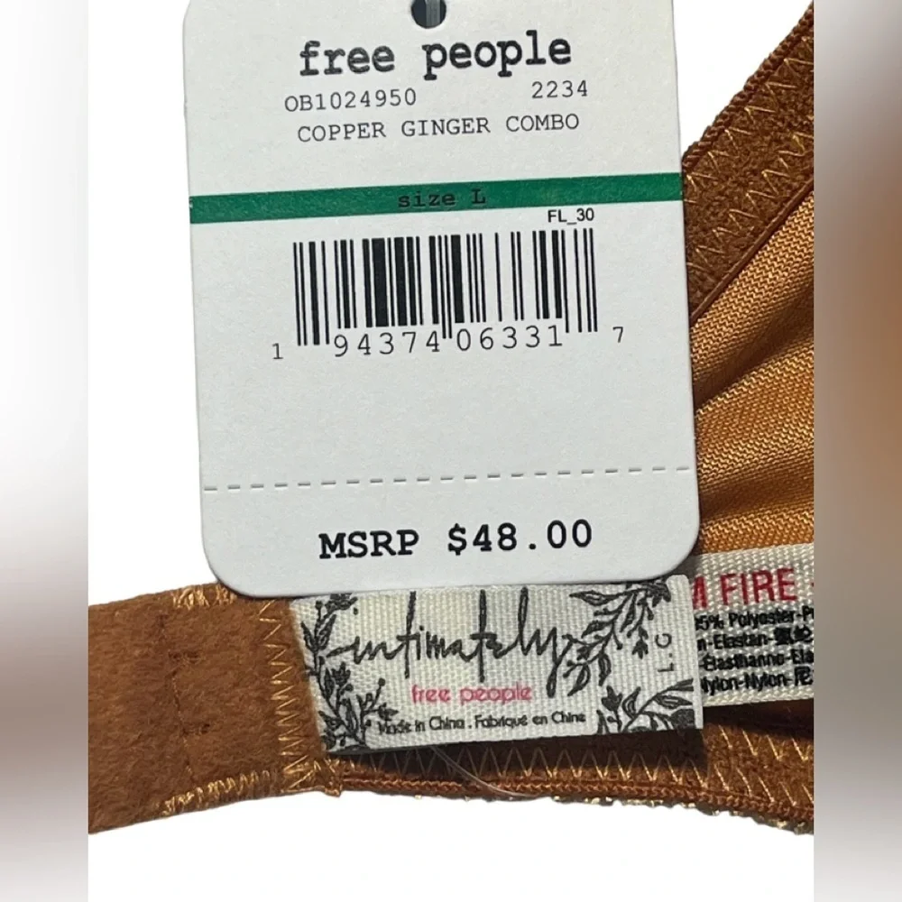 🎉HP🎉 Free People Aurora Longline Underwire Bra Copper Ginger Combo Large NWT - Picture 11 of 12